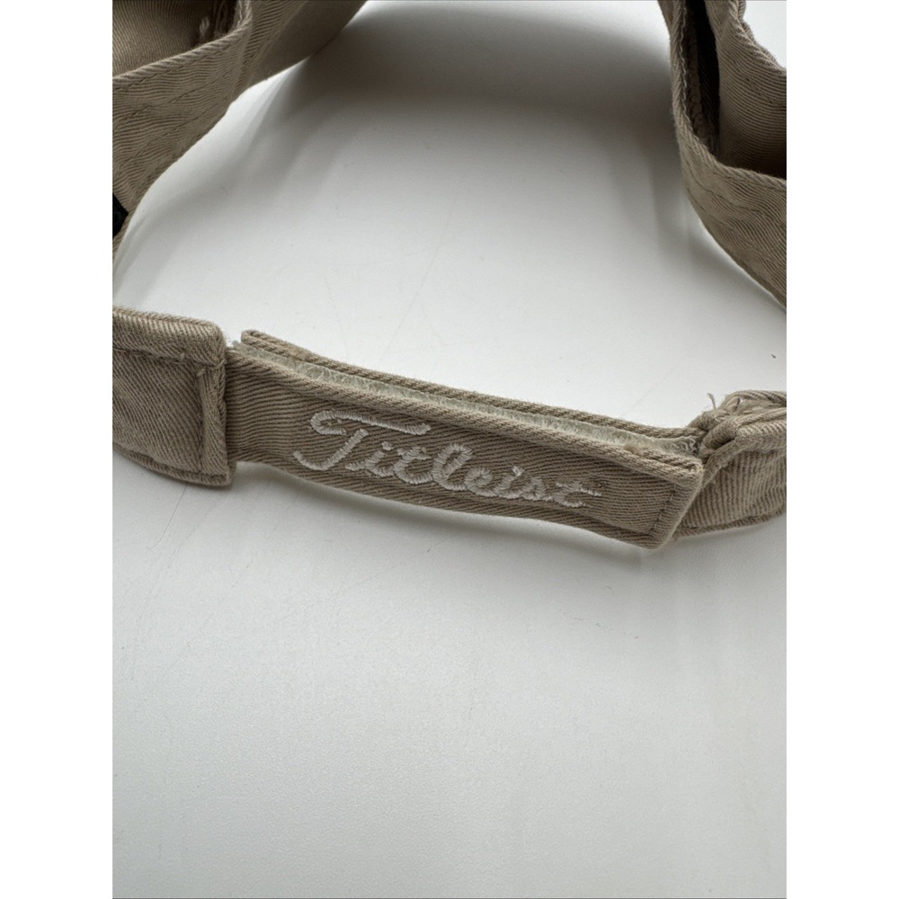 Vintage Titleist Visor Logo Adjustable Strapback Khaki Tan White Black Spell Out - Picture 4 of 9